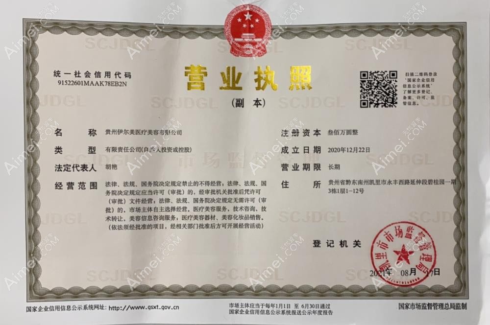 凯里伊尔美医疗美容门诊部营业执照
